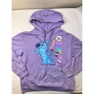 Disney Lilo & Stitch Ohana Purple Hoodie Sweatshirt XL 15-17 Iridescent Graphic